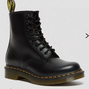 Dr Martens Black Lace-Up Boots with Yellow Stitching